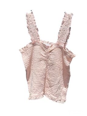 Kiwi + Punch Baby Pink Set Ruffled Camisole Crop & Lightweight Flowy Pants sz L